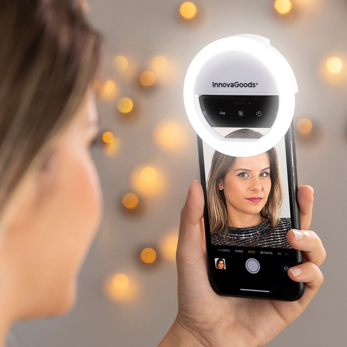 Selfie light ring with holding clip 