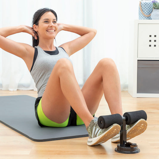 Sit-up-Stange für Bauchmuskeln, mit Saugnapf und Übungsleitfaden