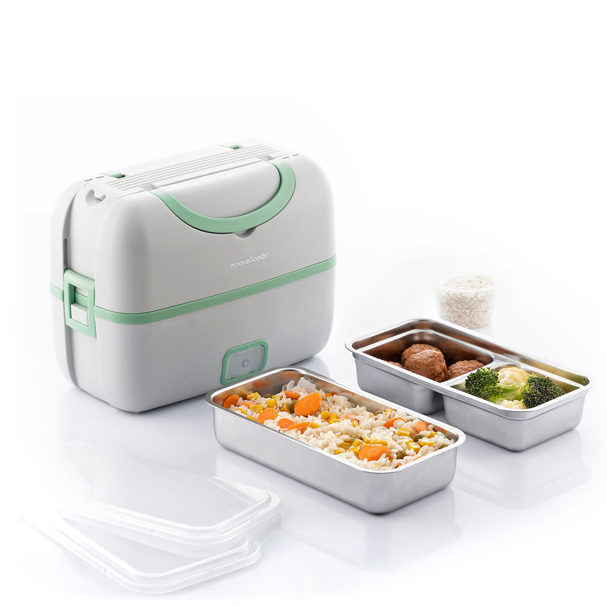 Elektrische 3 in 1 Dampf-Lunchbox To Go mit Rezepten