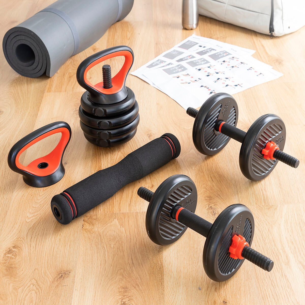 6 in 1 Adjustable Dumbbell Set with Training Instructions 