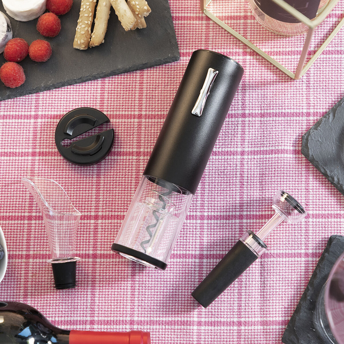 Elektrischer wiederaufladbarer Korkenzieher mit Zubehör für Wein