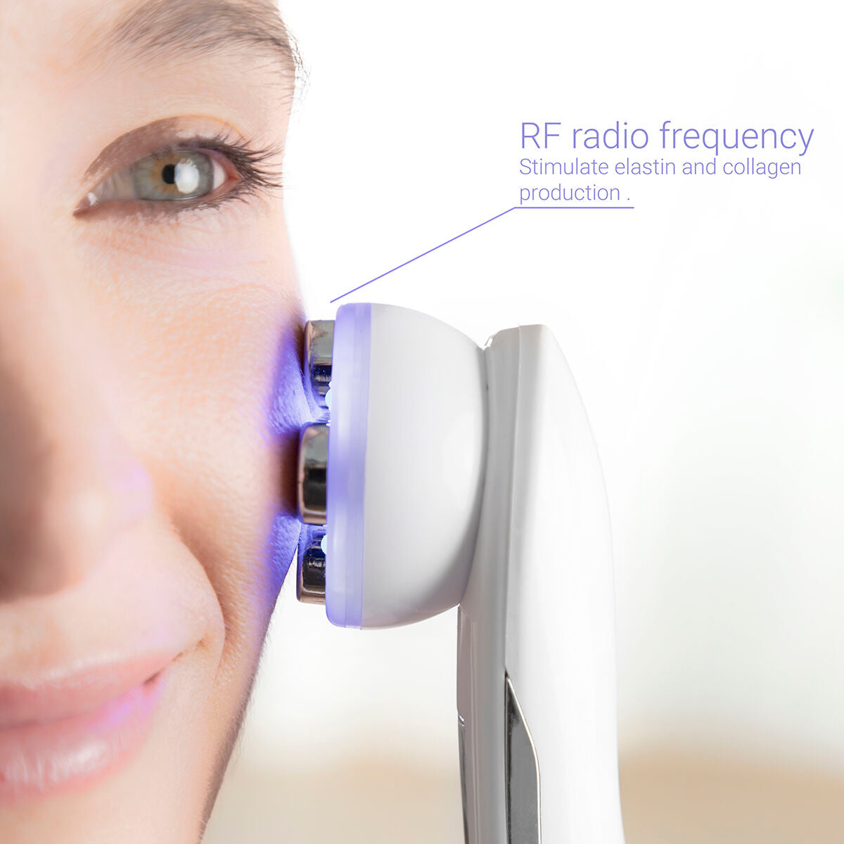 Facial massager with radio frequency, phototherapy and electrostimulation 