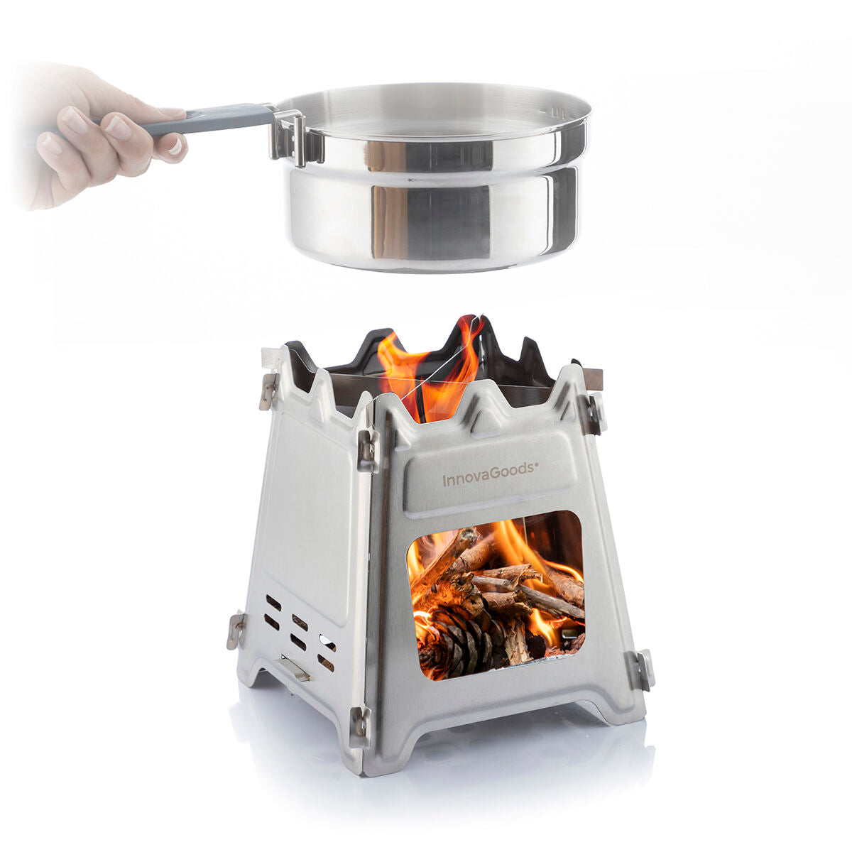Demountable camping stove made of steel 