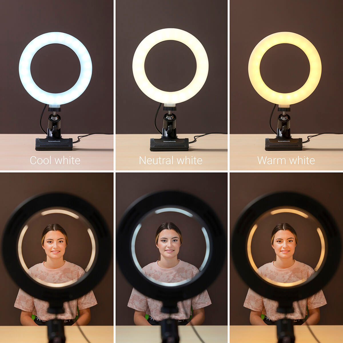 Selfie light ring with holding clip 