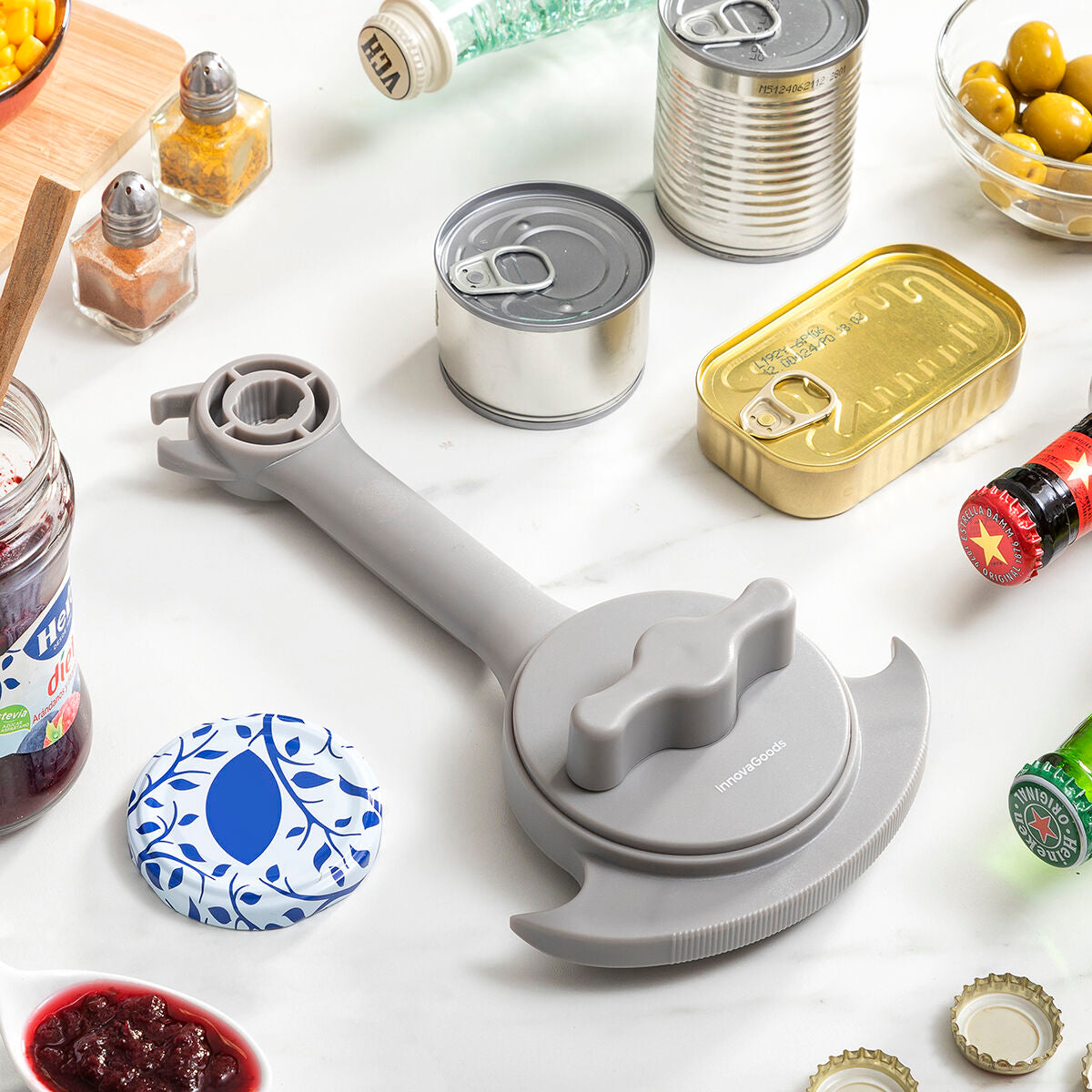 Verstellbarer Multifunktions-Flaschenöffner für Gläser, Dosen und Flaschen